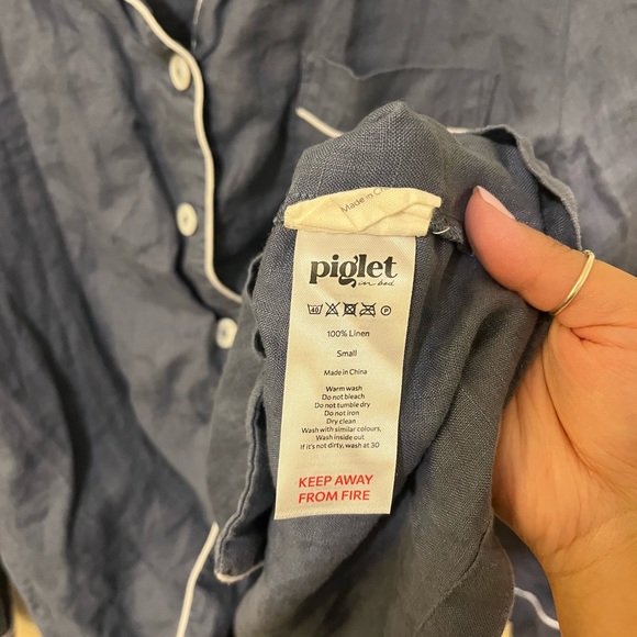 Piglet in Bed Blueberry Linen Pajama Set Size S - Picture 3 of 7